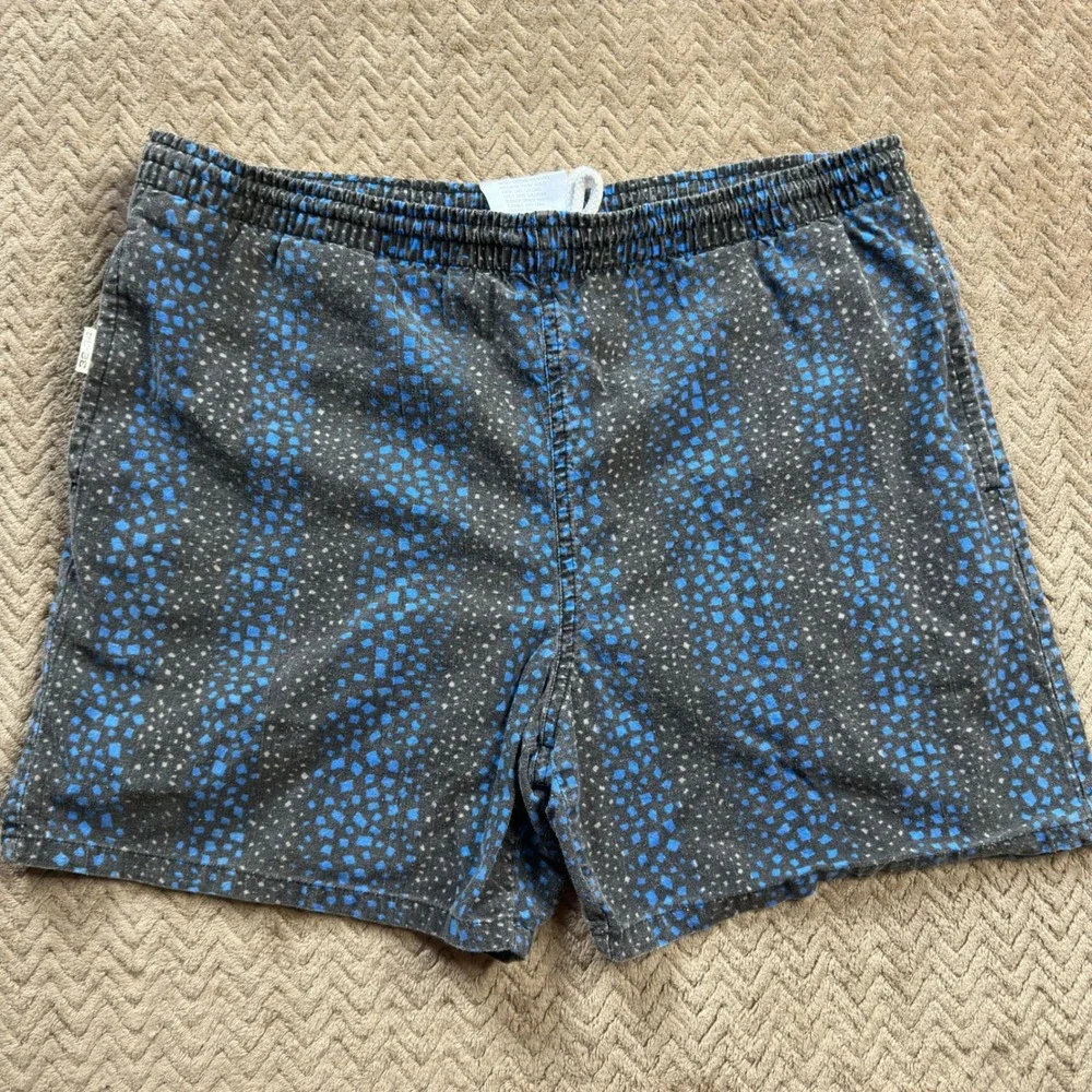 Vintage Hampton‎ Beach H4 Steps Mens Swim Trunks Blue Grey Pattern Size M